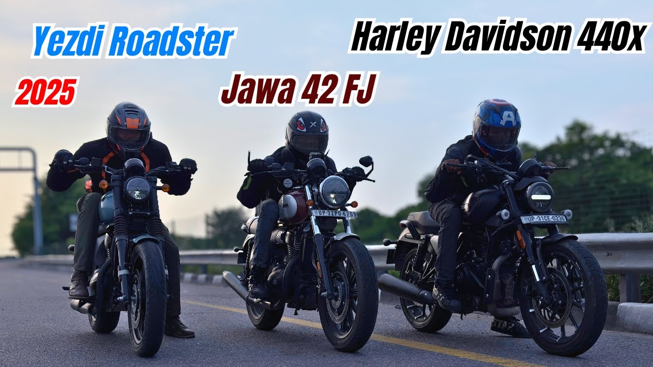 2025 Yezdi Roadster vs Harley Davidson 440X vs Jawa 42 Fj Performance Test