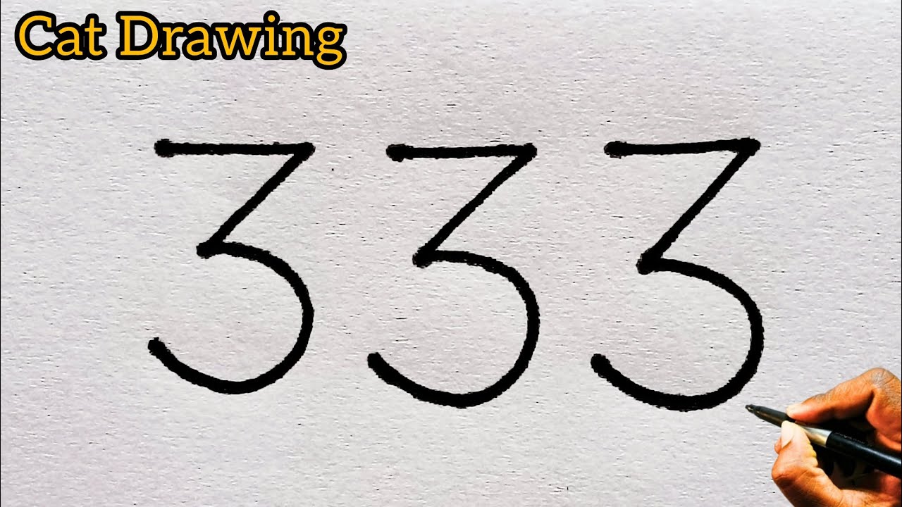 How to draw a cute Cat with 333 number | एक आसान बिल्ली का चित्र कैसे बनाएं | Cat drawing easy 