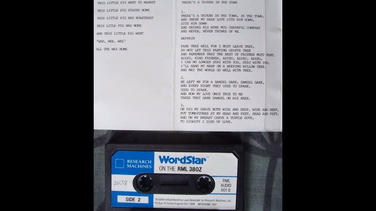 Research Machines 380Z RML380Z WordStar audio cassette 1982 sideB