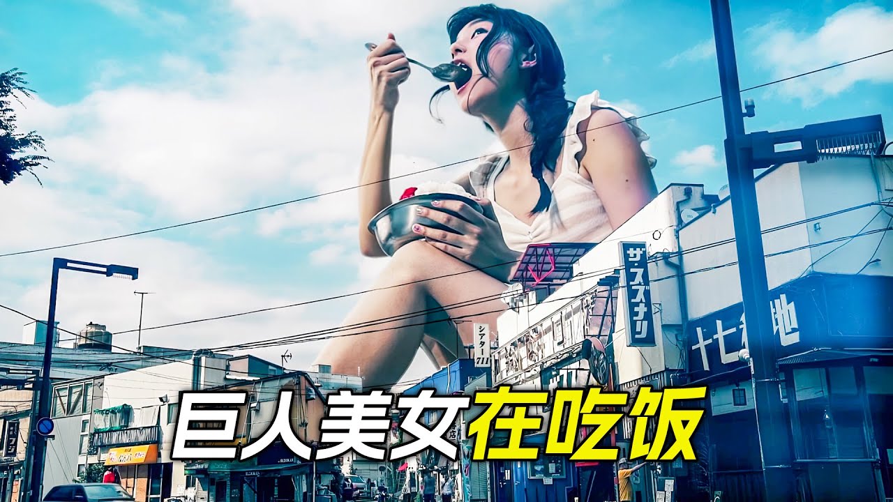 許多巨人美女出現在城市裏，還一屁股坐到大樓上吃飯，科幻，奇幻，巨人，解說，6個巨人短片合集