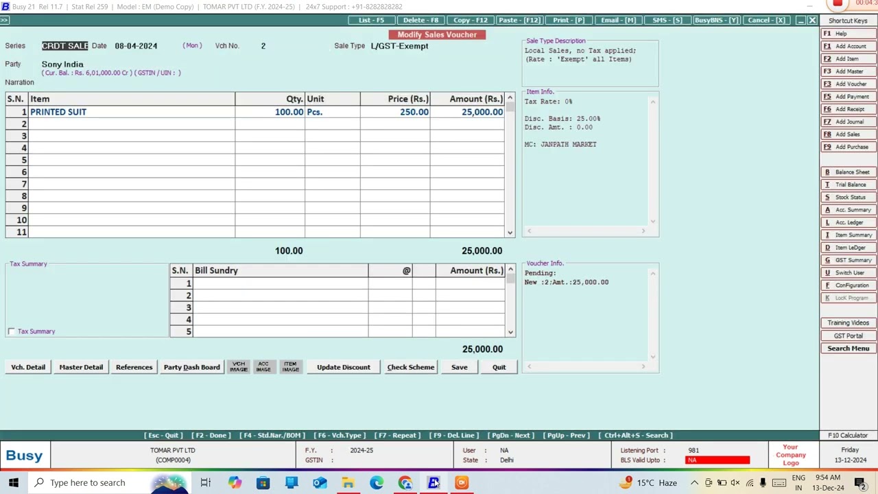 Sales Analysis One Party Group All Items in BUSY Tally Science Data Entry GST Computer Software 