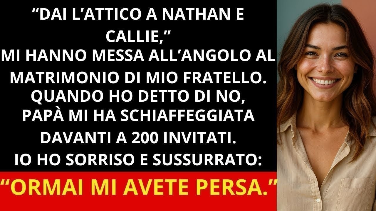 Al matrimonio di mio fratello i miei genitori mi hanno chiesto l’attico papà mi ha dato uno schiaf