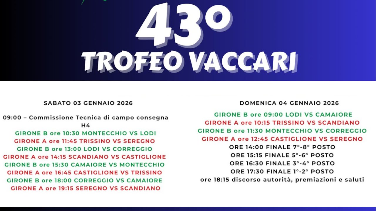 43&deg; Torneo Vaccari _ CASTIGLIONE - TRISSINO _ ore 16.45