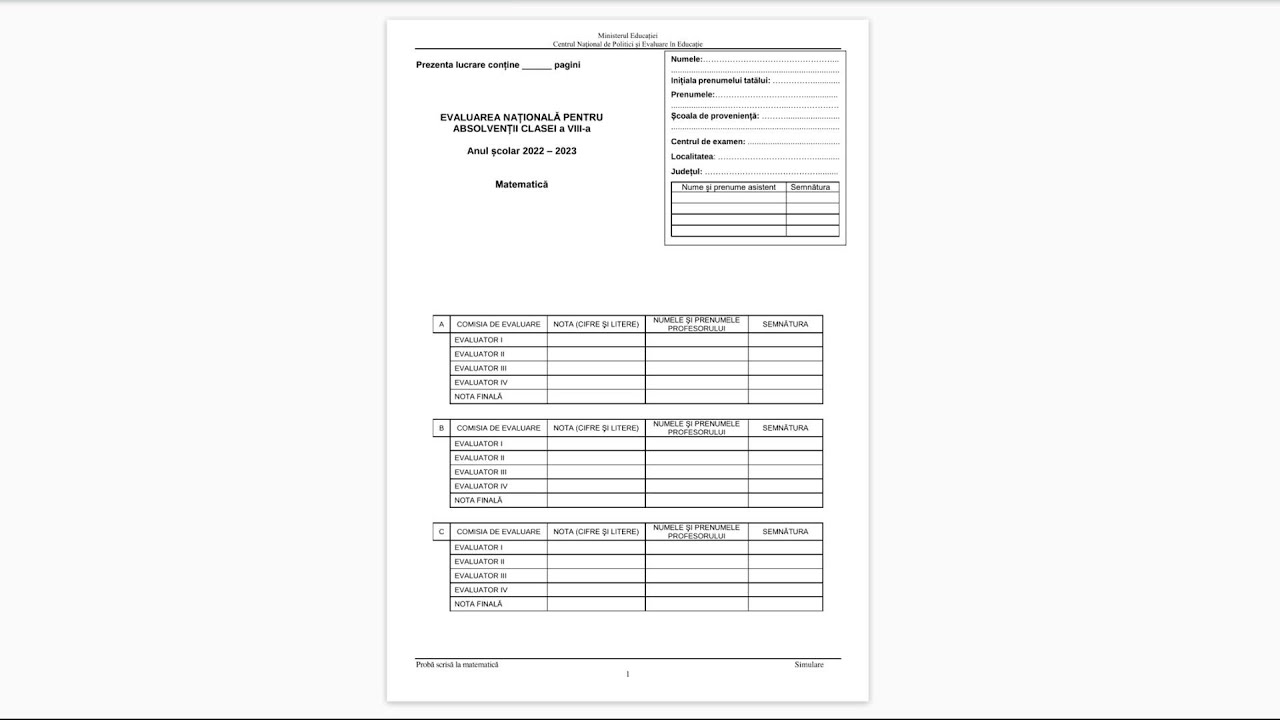 Simulare Evaluare Nationala 2023 -  Rezolvare Subiect