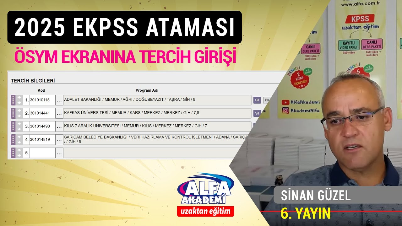 2025 EKPSS Tercih Mantığı 6. video  » ÖSYM sitesine tercih nasıl girilir?
