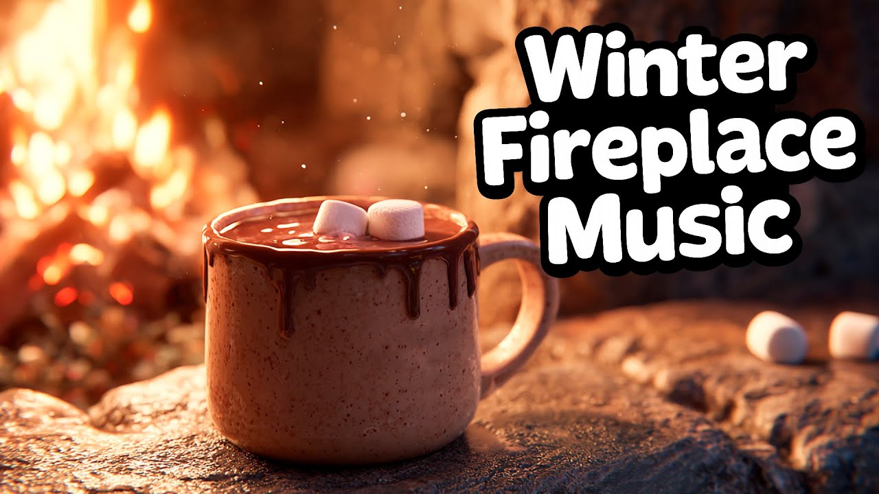 Happy Winter Fireplace Music  🔥☕ Hot Chocolate Study & Chill Session