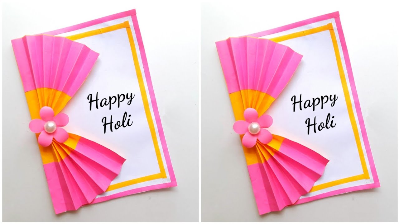 Easy & Beautiful Holi Card Making • holi card • holi card handmade easy • how to make easy holi card