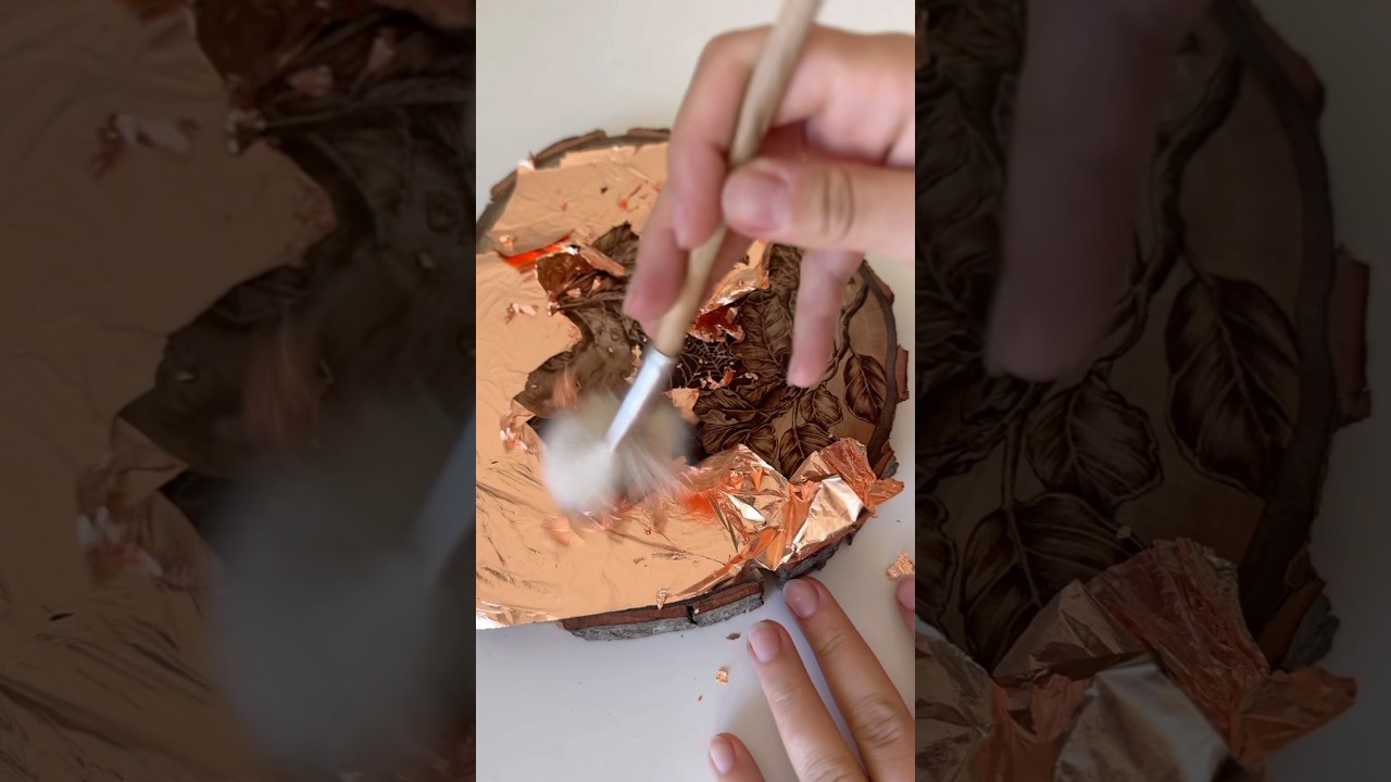 What happens when you copper leaf to wood burning? #pyrography