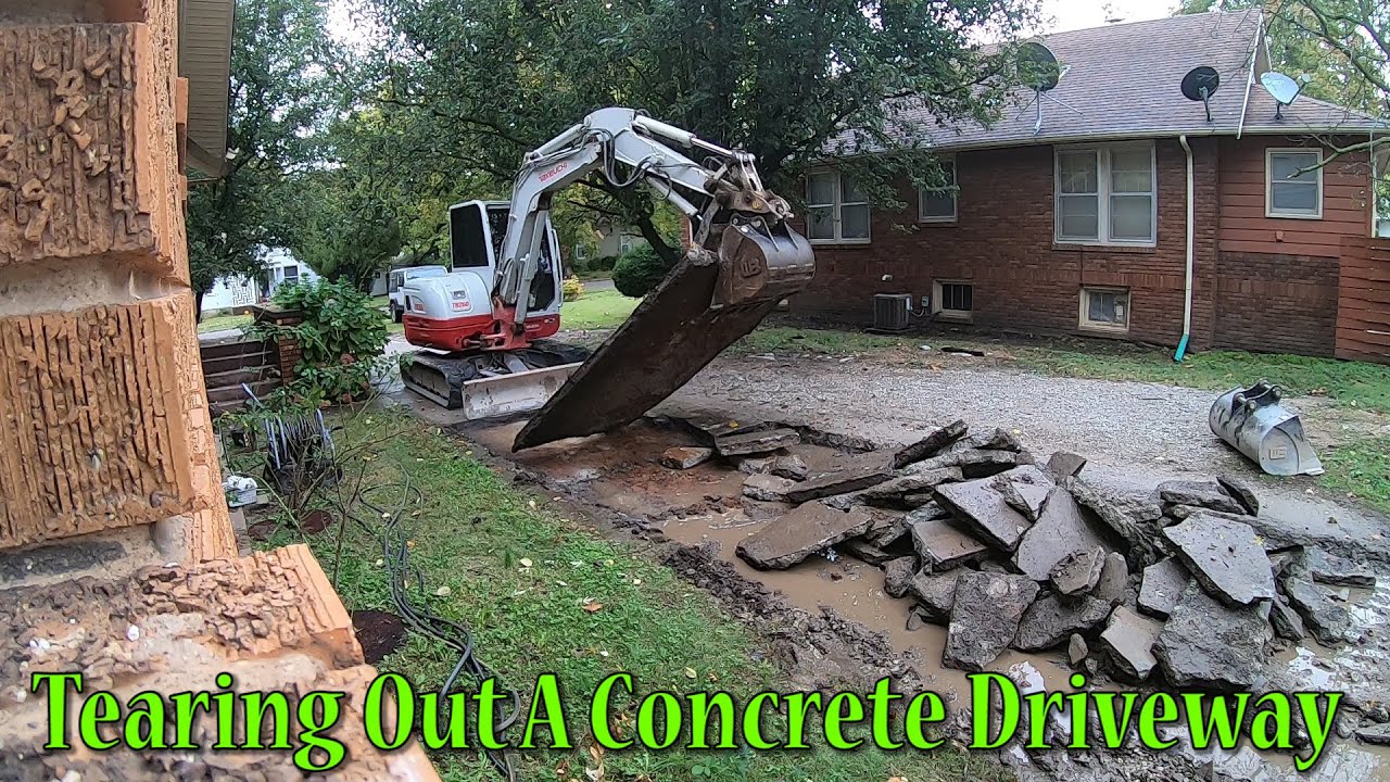 Tearing Out Part Of An Old Concrete Driveway