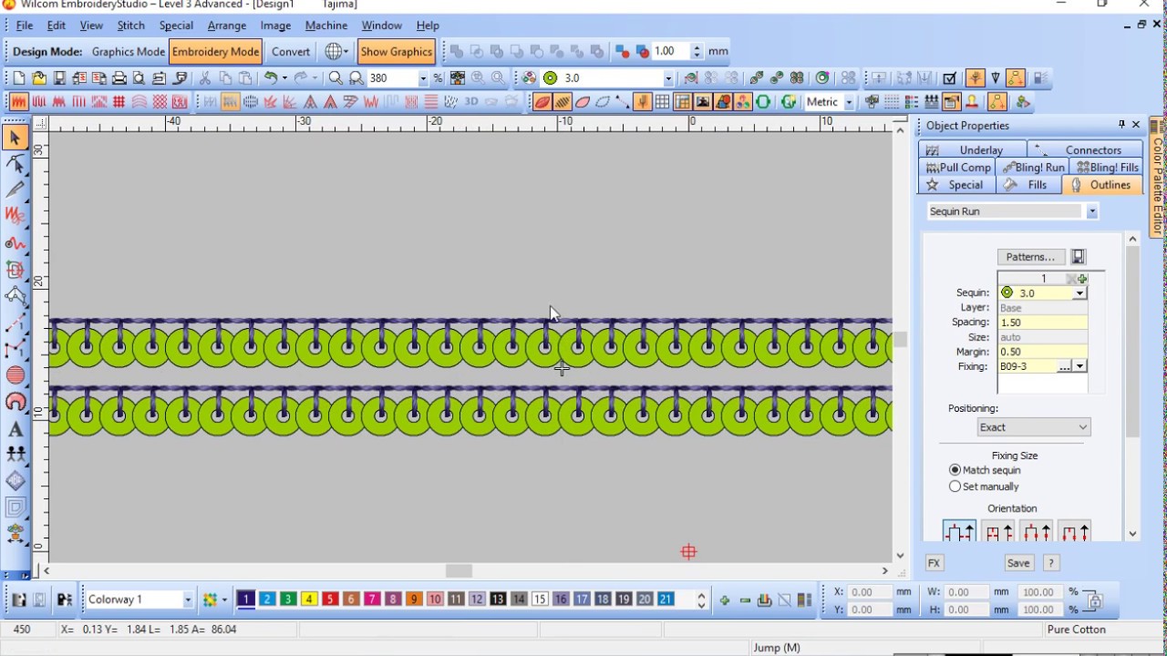 How to Make 3 9 Sequins Design in wilcom Studio E2