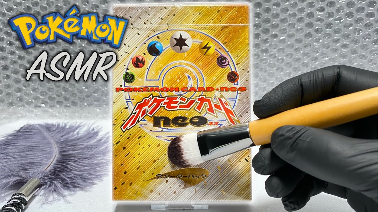 ASMR Japanese Pokemon Cards | Neo Genesis Theme Deck Unboxing | ASMR Brushing and Tracing | Relax