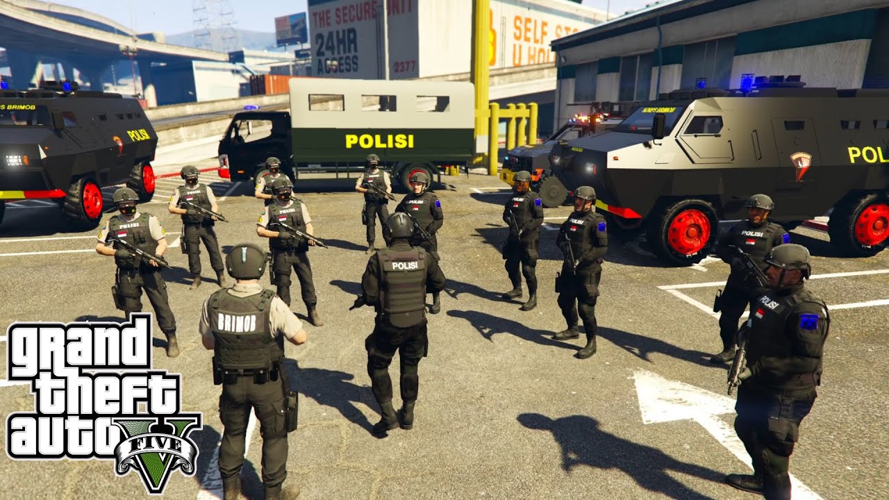 Semua Pasukan Brimob Turun Melawan Perampokan Bersenjata || GTA 5 Mod Polisi Indonesia
