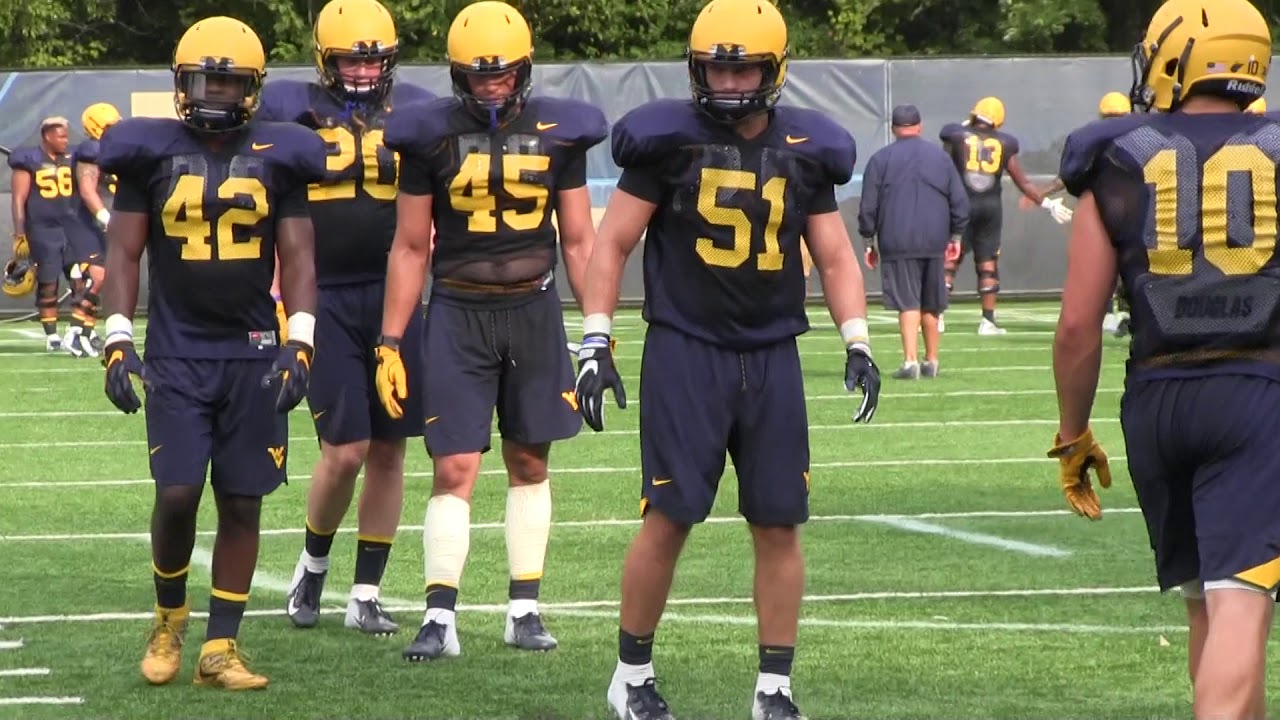 BlueGoldNews.com: WVU Linebacker Block and Shed Drill 8/5/18