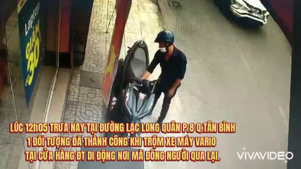 TRỘM XE M&Aacute;Y CHỈ 3 GI&Acirc;Y TRƯỚC SHOP ĐIỆN THOẠI ĐƯỜNG LẠC LONG QU&Acirc;N L&Uacute;C TRƯA NAY.