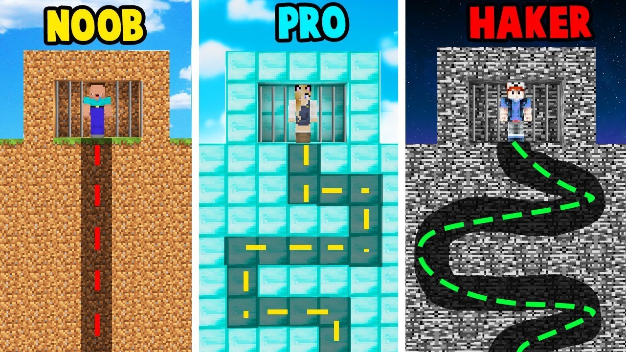 MINECRAFT - UCIECZKA Z WIĘZIENIA CHALLENGE | NOOB vs PRO vs HAKER | Vito vs Bella
