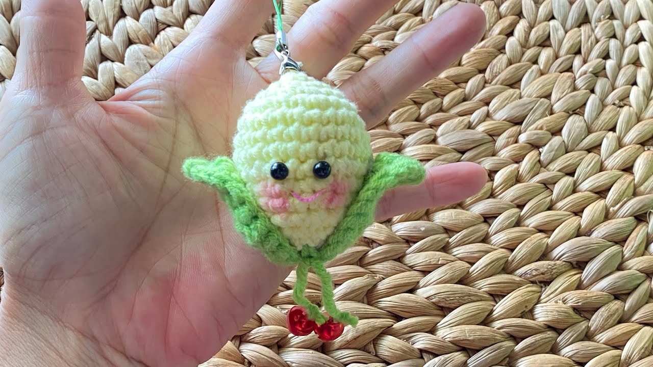 🌽 How to Crochet Cute Corn Keychain | របៀបចាក់បន្តោងសោពោតអំបោះគួរឱ្យស្រលាញ់