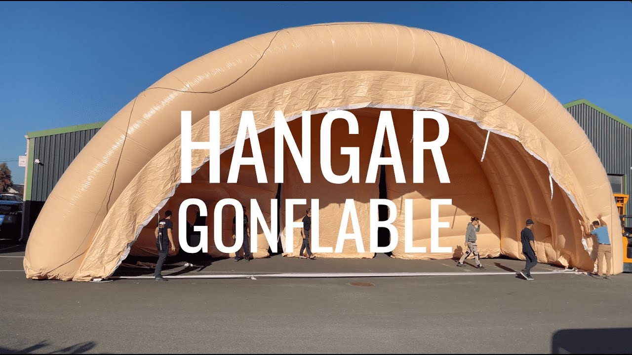 Hangar gonflable grande taille, grande surface, enveloppe PVC 0.45 mm double peau capitonnée FLYPIX
