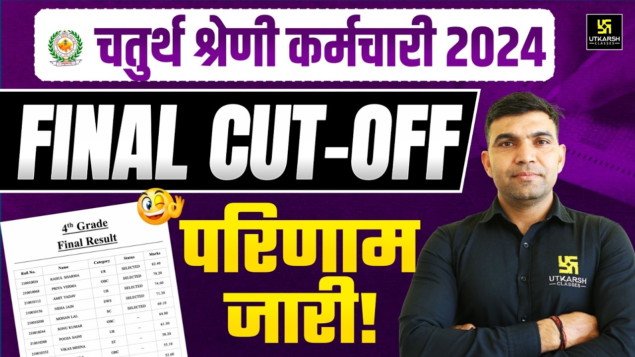 4th Grade Final Result Out | Category Wise Cut-Off | Rajasthan 4th Grade Result 2024 | Narendra Sir