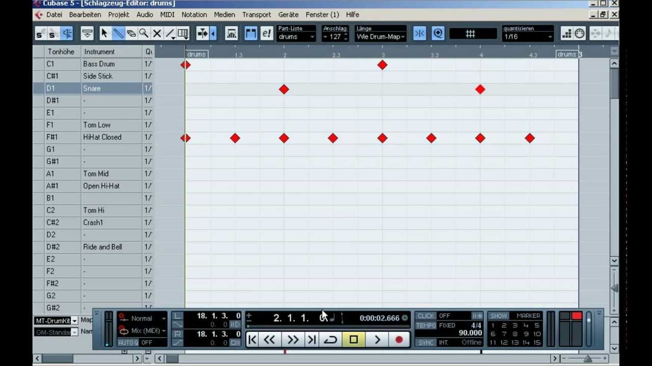 Midi Drums Schlagzeug programmieren mit Cubase realistisch und natürlich