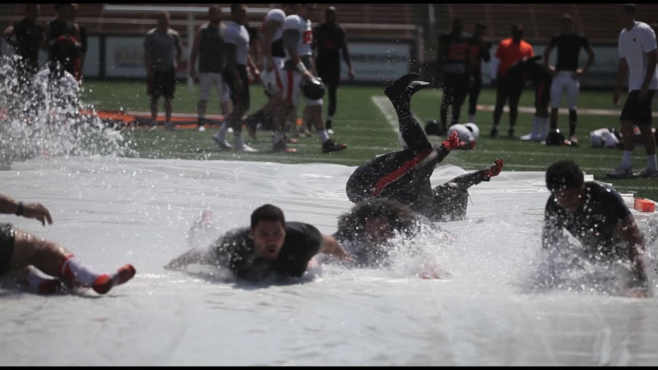 OSU Football Water-slide after Practice