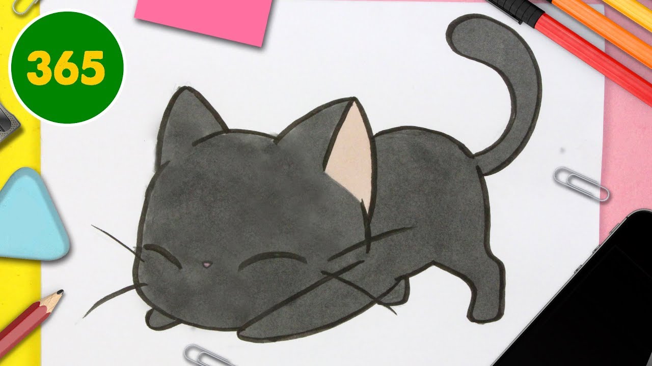 COME DISEGNARE Gatto nero Kawaii - halloween speciale