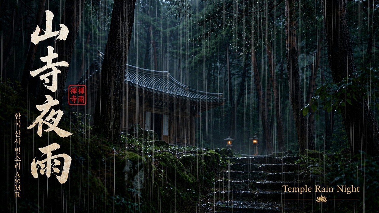 한국 산사 빗소리 | 산사 · 밤비 ASMR | Korean Mountain Temple Rain