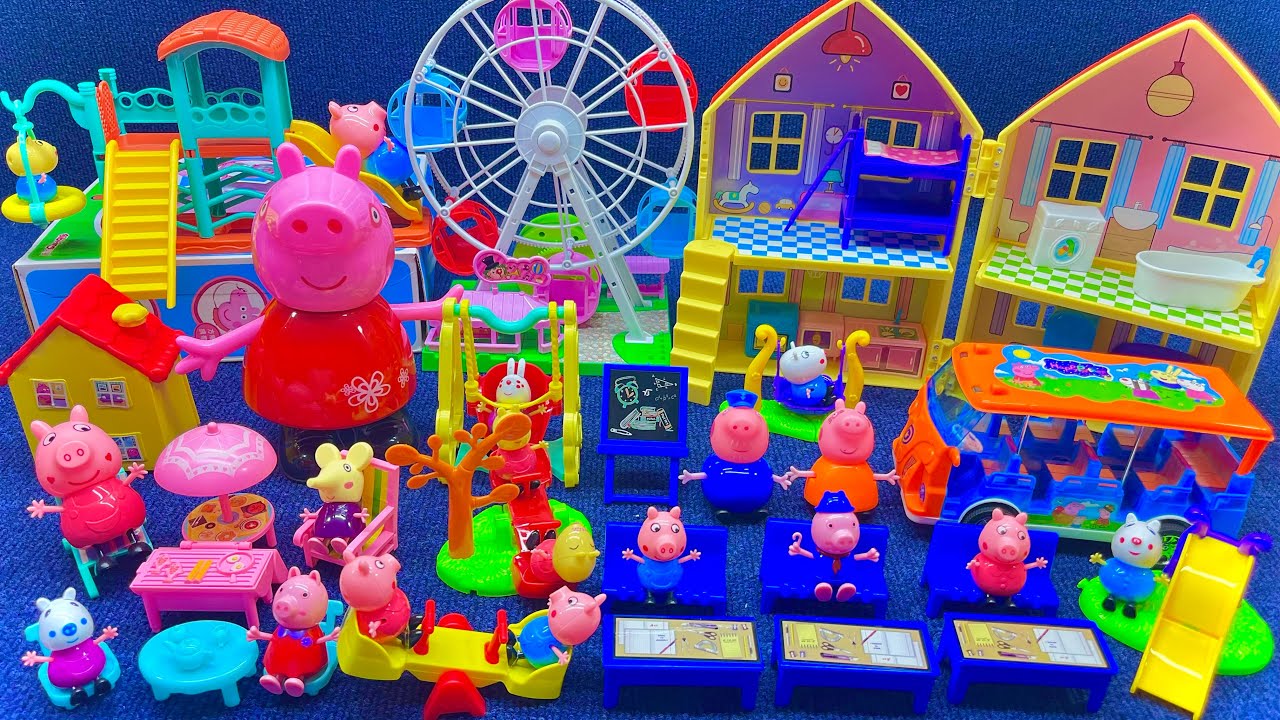 14-Minute Satisfying Unboxing: Peppa Pig Classroom and Ferris Wheel Toy Set ASMR | Toy Review