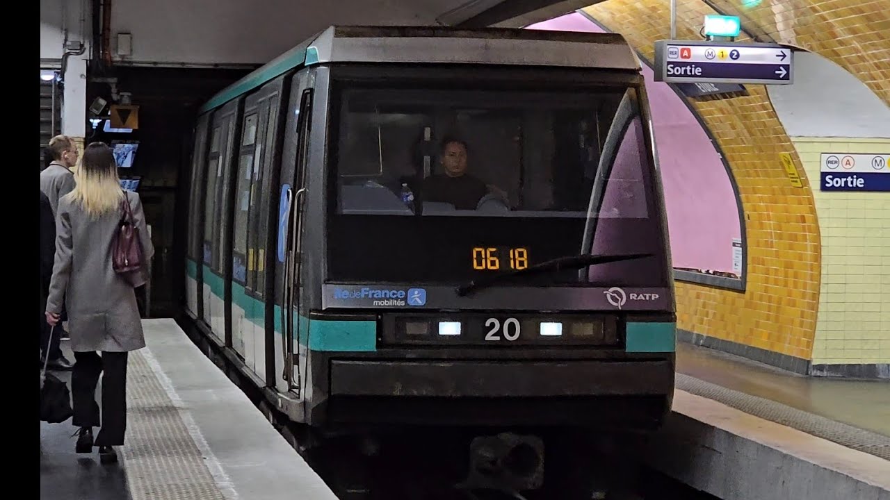 Onboard Paris Metro Alstom Metropolis MP89 stock (0618 20) (FR)