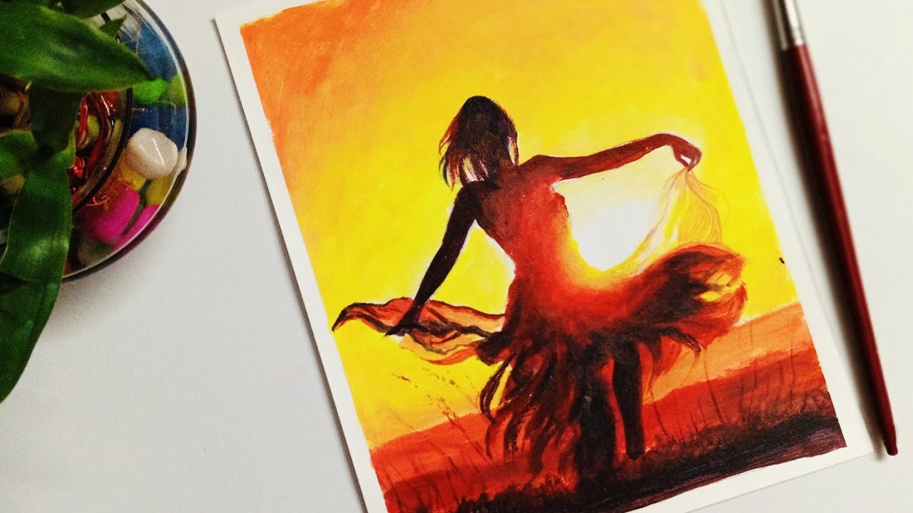 Dancing in the sunset with acrylic | acrylic painting tutorial
