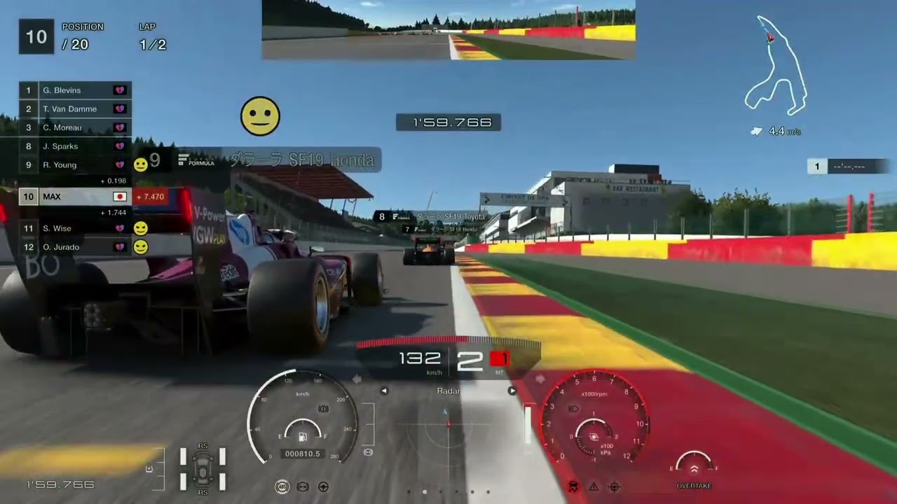 【GT7】スパ・フランコルシャン🏁 F1オンボード vs SophyAI上級