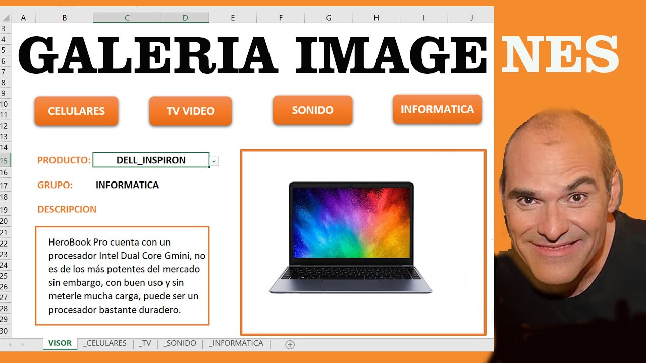 lista desplegable dependiente con imágenes. Plantilla Excel Gratis.