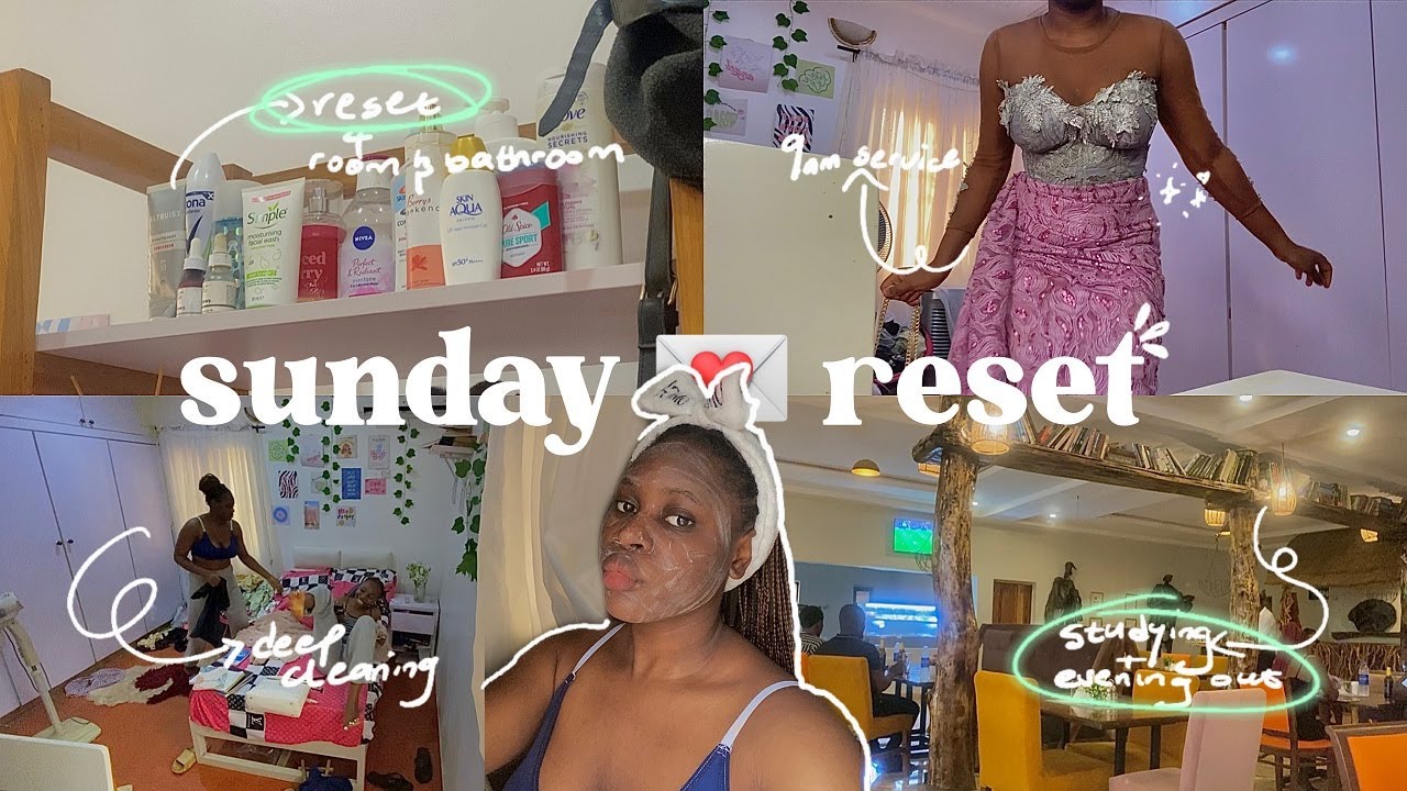 sunday reset routine | deep cleaning my room and bathroom, study with me, skincare, grwm, organizing