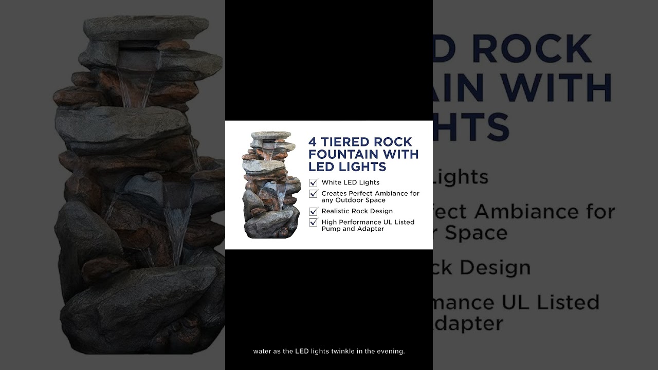 Create a Relaxing Oasis in Your Outdoor Space with this 40 Rock Water Fountain and LED Lights
