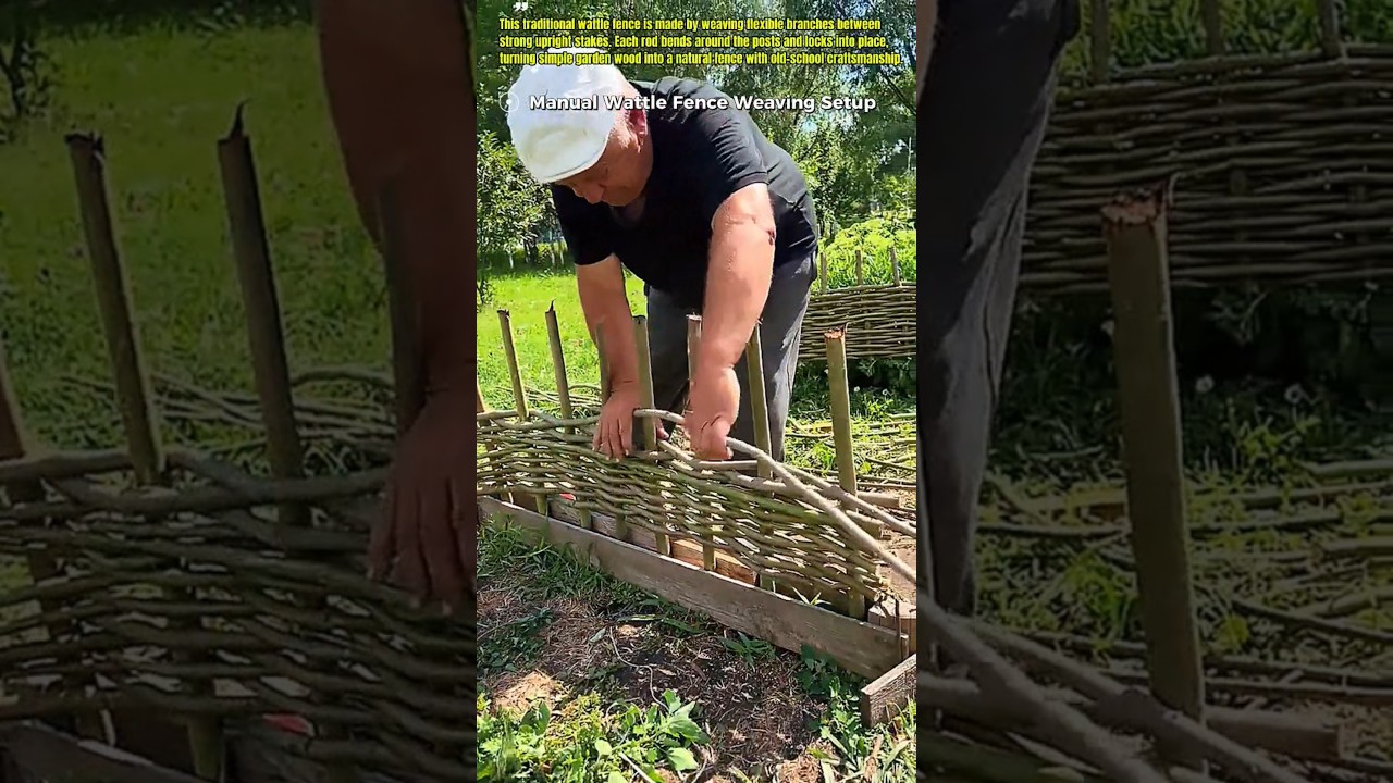 Hand Weaving a Rustic Wattle Garden Fence #WattleFence #GardenDIY #USA