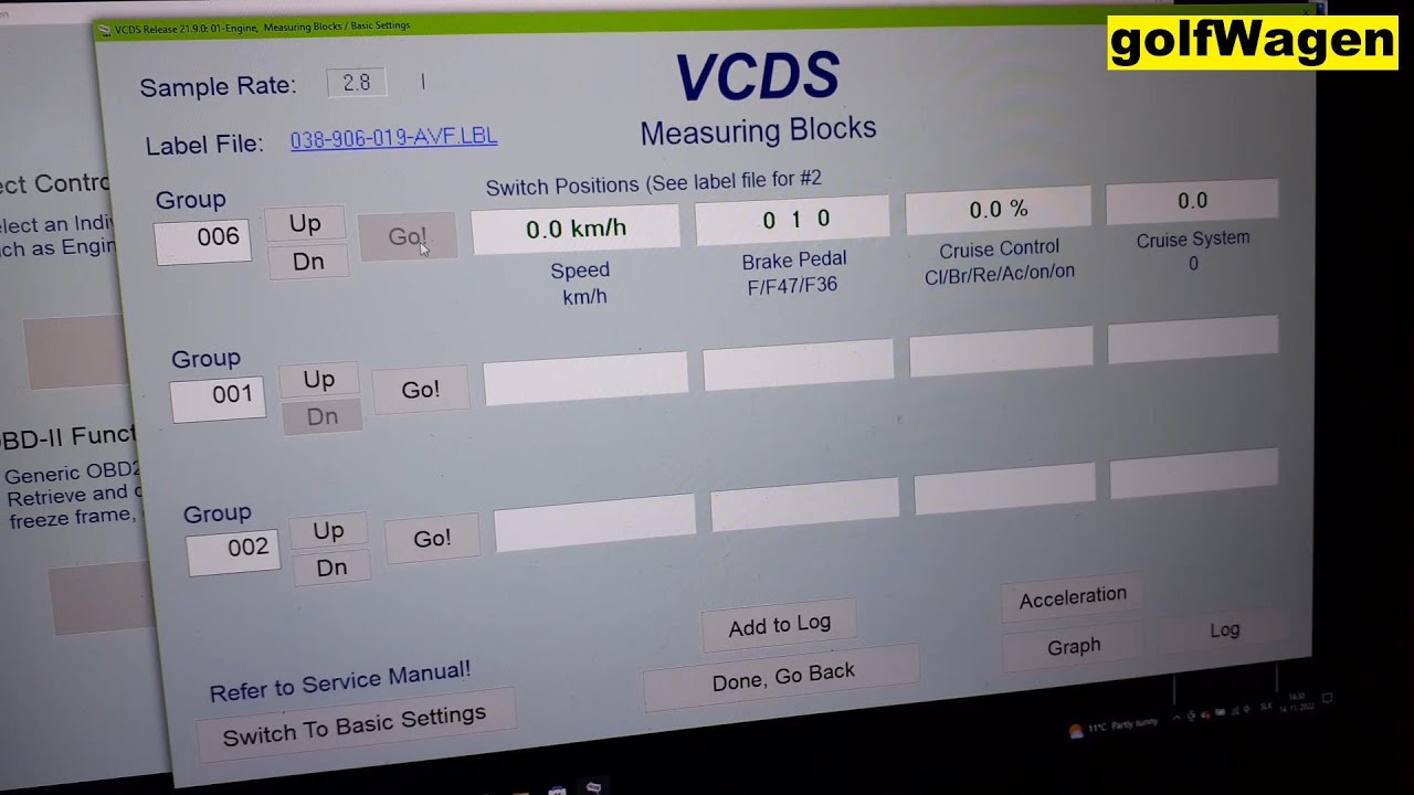 VCDS brake switch test /DTC 16955/