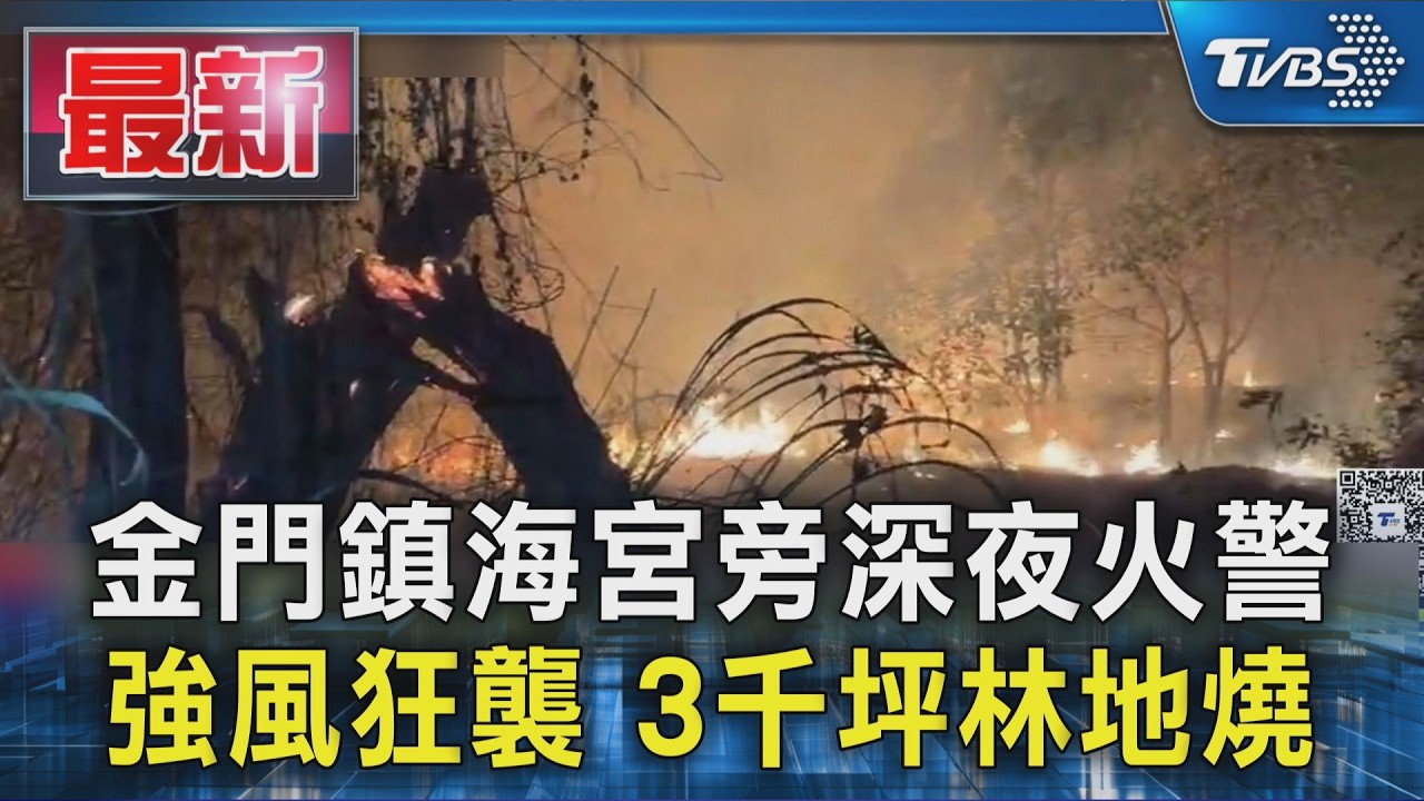 金門鎮海宮旁深夜火警 強風狂襲 3千坪林地燒｜TVBS新聞 @TVBSNEWS01