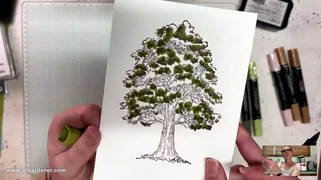 Создайте потрясающую текстуру дерева с помощью Stampin’ Blends | Урок по раскрашиванию осенних де...