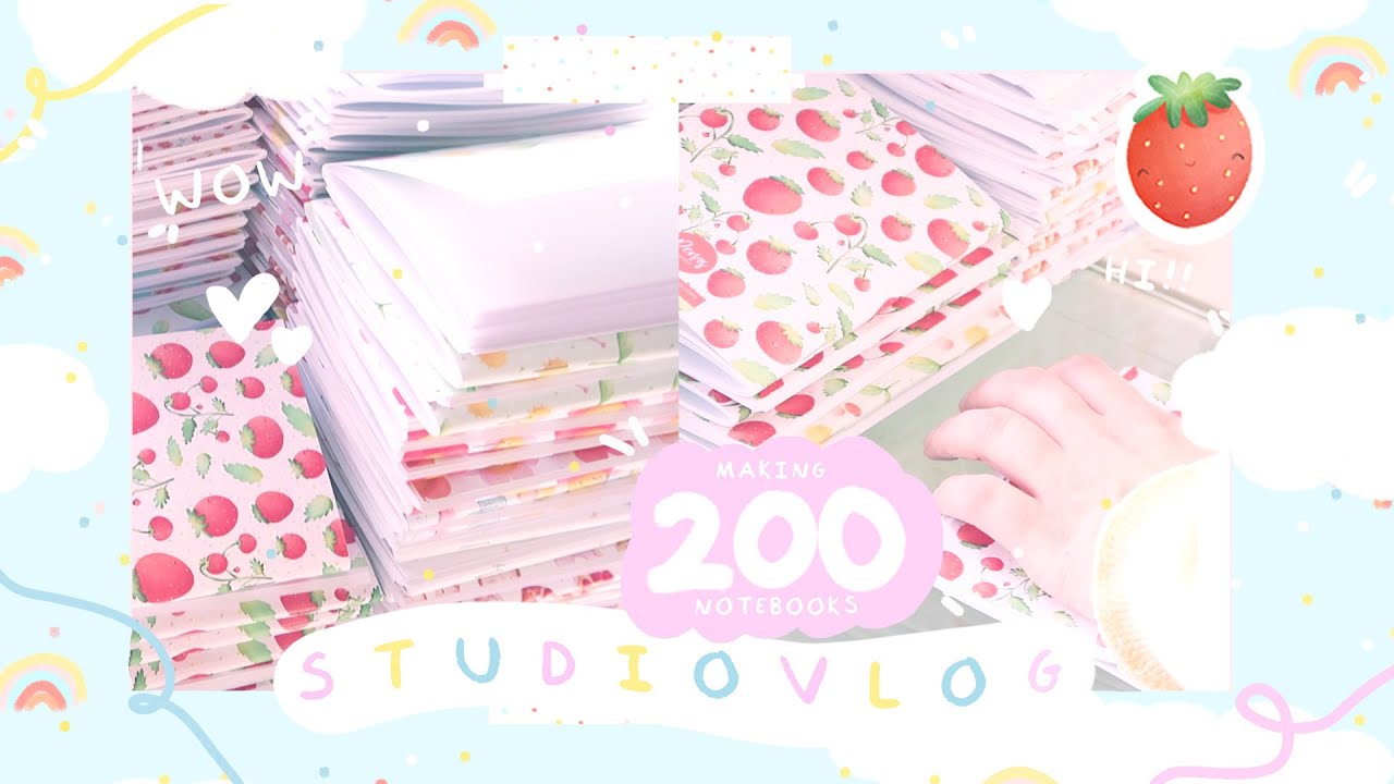 Making 200 NOTEBOOKS! 🍓 / Getting ready for a shop update / Full time SHOP OWNER Life / STUDIO VLOG