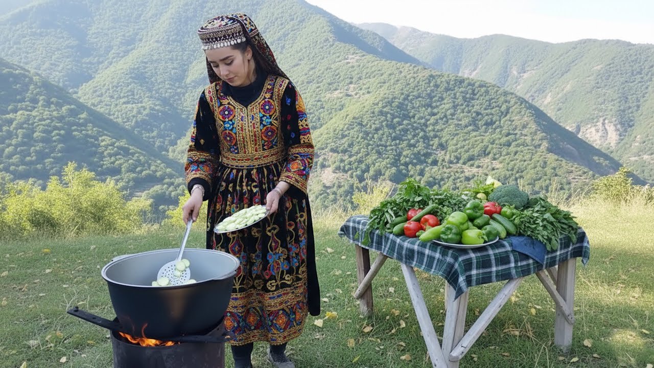 Afghanistan Daily Village Life: Cooking Zucchini Stew