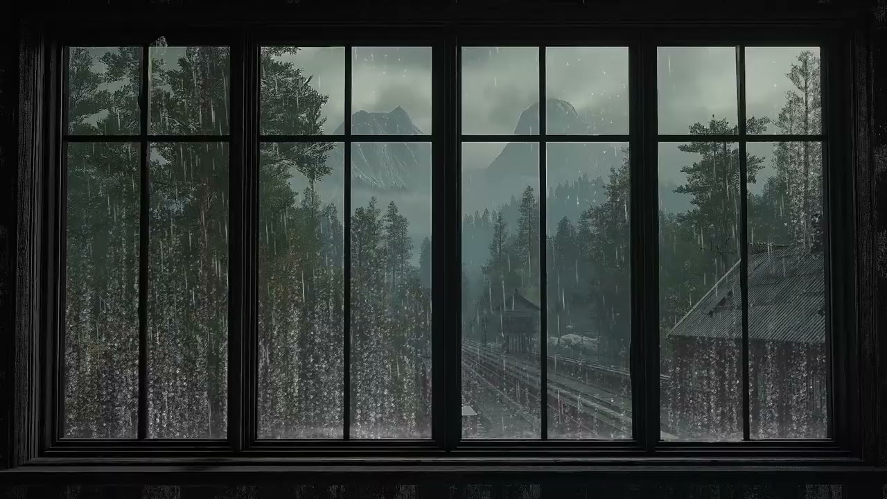 Hogwarts Train Station Rainy Night Window View | Harry Potter Thunder Ambience for Deep Sleep