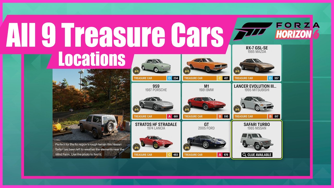 В Forza Horizon 6 представлены все 9 мест расположения сокровищных автомобилей.