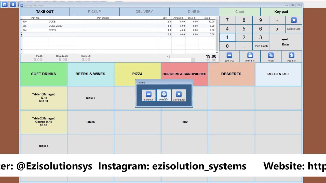 Ezisolution Systems: Restaurant POS screen setup and operation