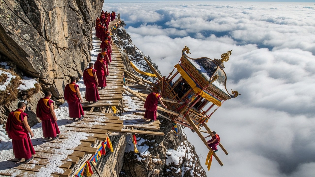 UNBELIEVABLE Himalayan Mountain Procession 2026 | Most Dangerous Buddhist Ritual Walk