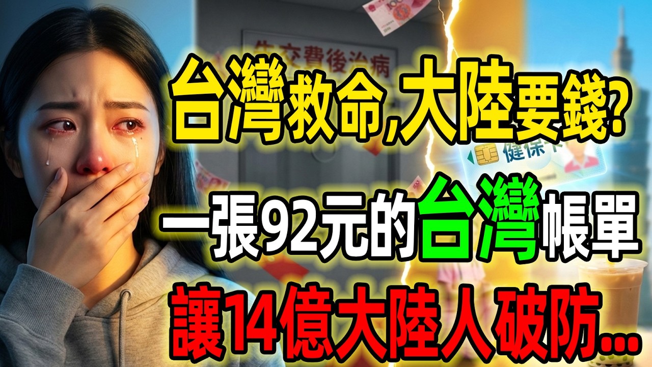 台灣救命，大陸要錢？繳了一輩子醫保不如台灣一張健保卡   大陸人看傻了！一張92元的台灣帳單，讓14億人破防,揭開兩岸醫療「天與地」的恐怖差距！