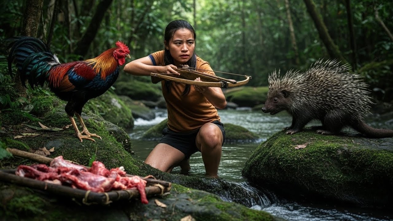 Hunting Wild Chickens with a Bow | Survival Skills: Setting Hedgehog Traps & Taming Wild Boars