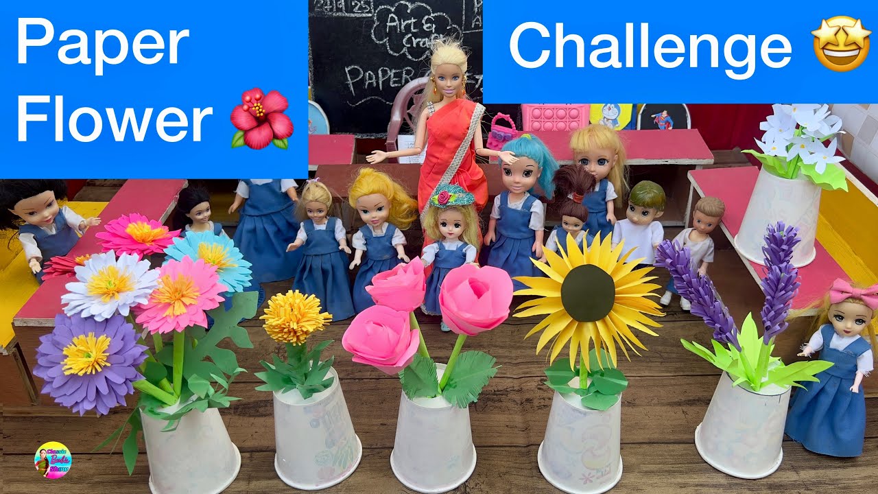 வசந்த காலம் Episode - 335 | Paper Flowers 🌺 Making Challenge in Barbie Craft Class in Tamil |barbie