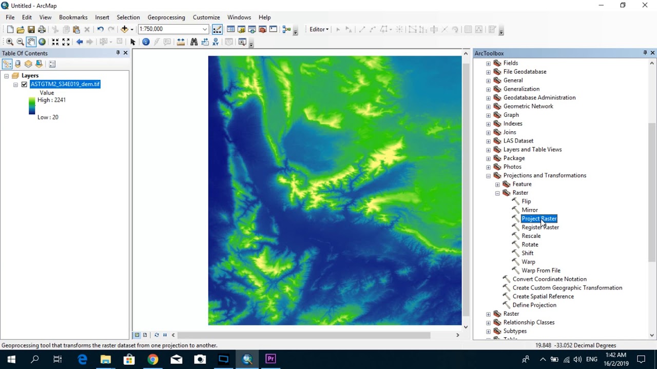 Changing the Projection of a Raster using ArcGIS