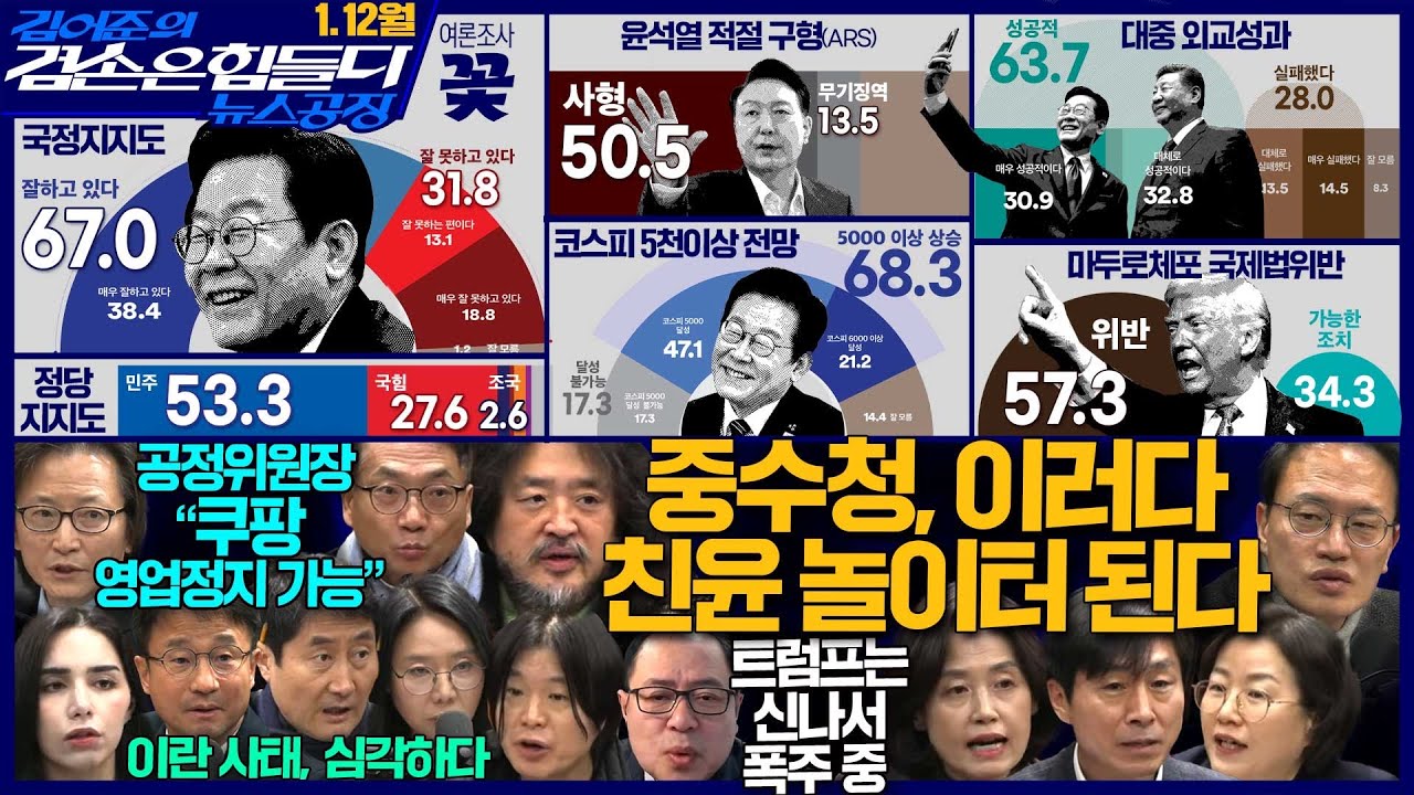 김어준의 겸손은힘들다 뉴스공장 2026년 1월 12일 월요일 [박동규, 류밀희, 한병도, 박주민, 박은정, 한창민, 정혜경, 퍼니포(박선원), 주병기, 여론조사, 동네사람들]
