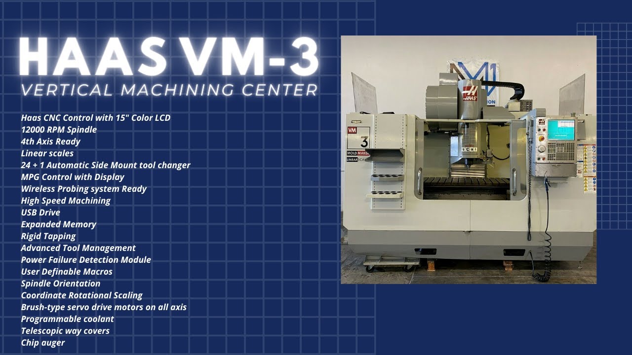 Haas VM-3 Vertical Machining Center 4th Axis Die Mold Maker CNC Mill Haas VM3  -MachineStation#1961
