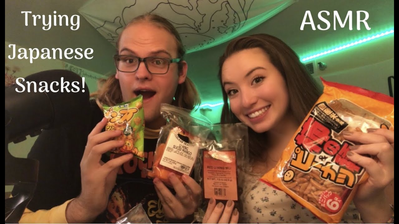 (ASMR) Trying Japanese Snacks ft. Anders! (eating, crinkling and crunching sounds)